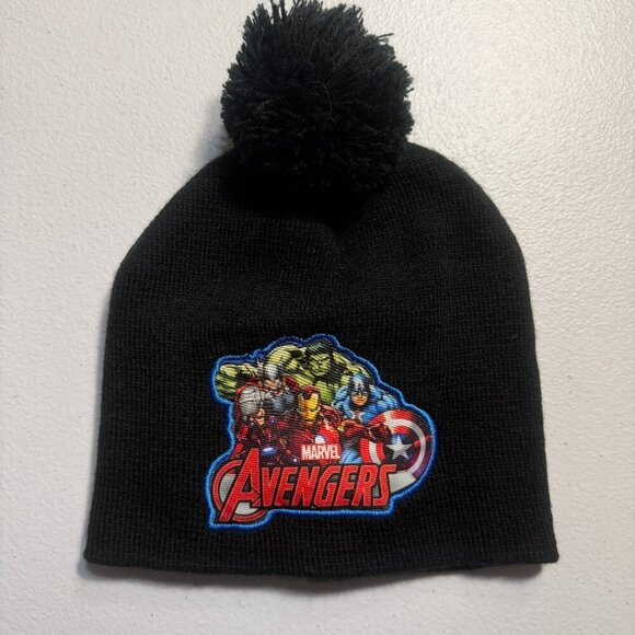 Marvel Other - Marvel Avengers Pom Beanie Black Knit Winter Hat Boys/Girls/Adults Cozy Warm
